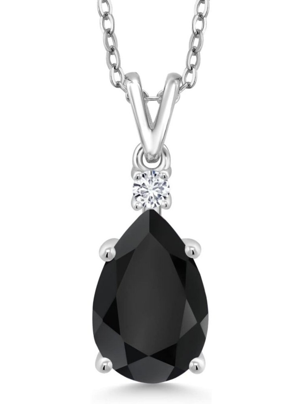 Elegant Black Onyx Teardrop Pendant Necklace 2.84 Cttw for Women - Statement